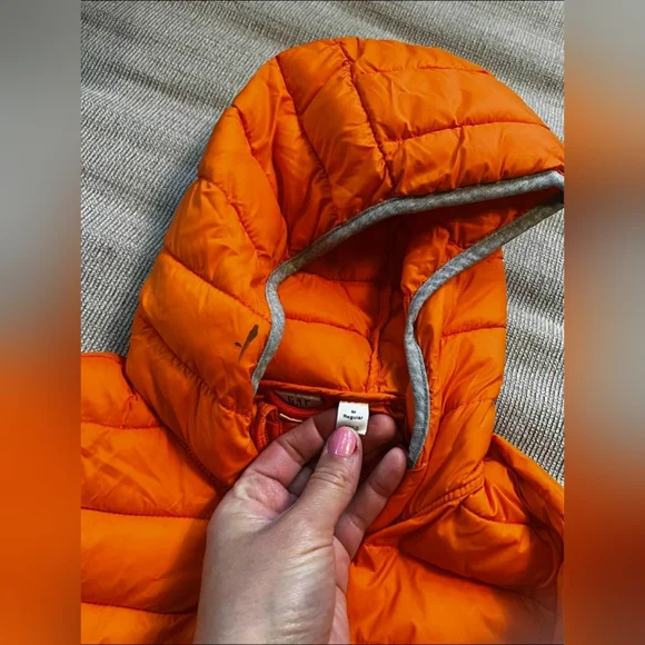 GAP Orange Puffer Hooded Jacket Boys Size Medium
